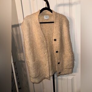 FRNCH Paris Size Small Wool Blend Women's Cream Cardigan Button Up Sweater Vest